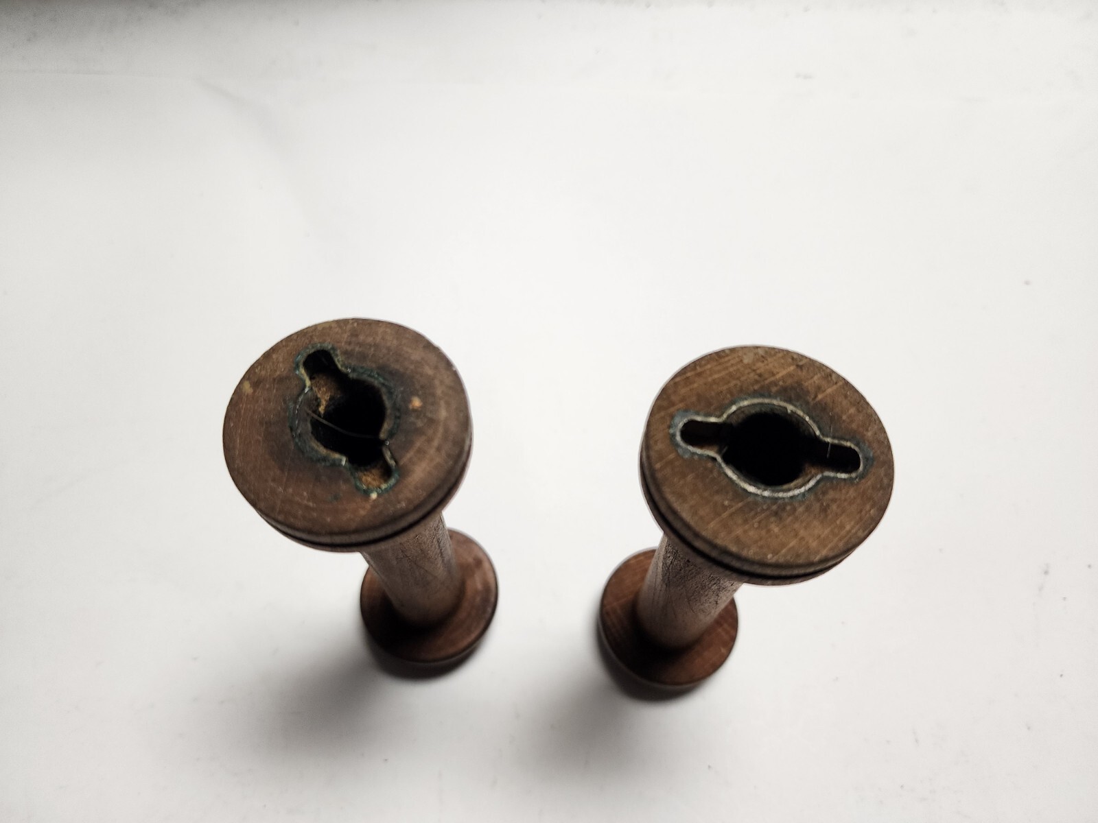 2 pcs Antique Textile Mill Spools 5″ L x 1-5/8″ Dia. Industrial Steampunk Decor