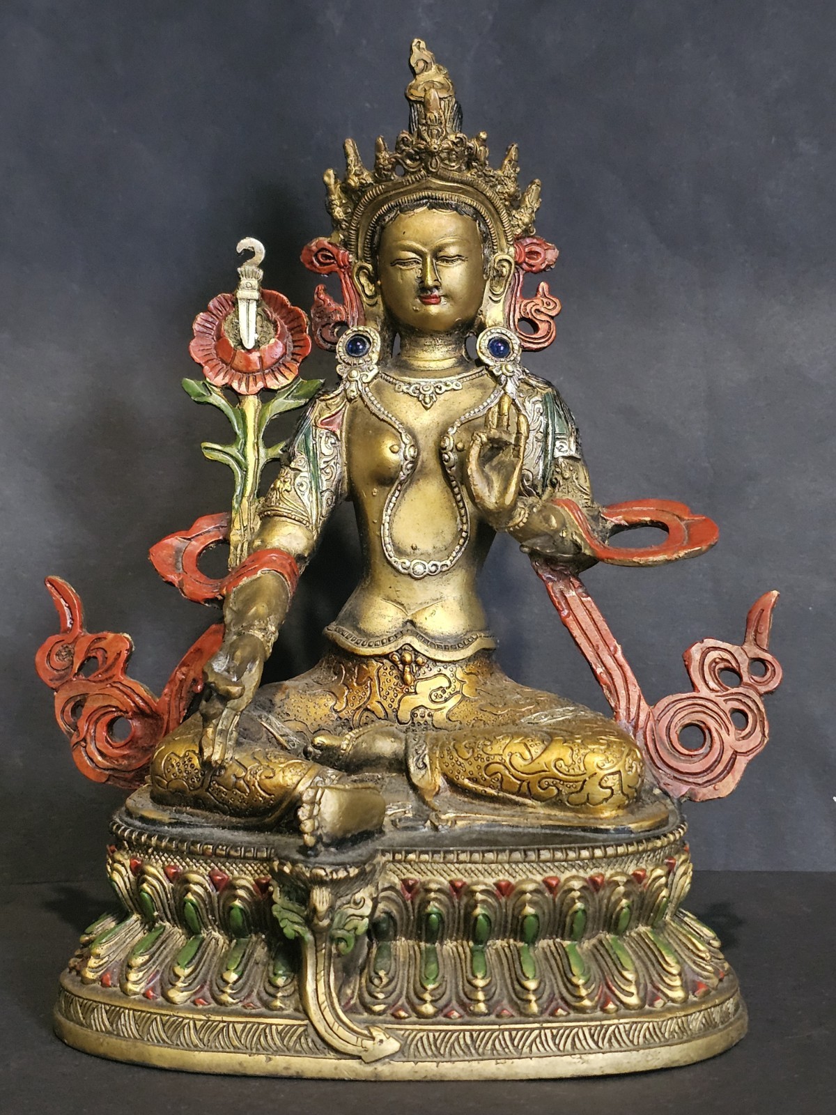 antique Tibetan chinese Guan Yin Or Bodhisattva Bronze Statue 22cm High.