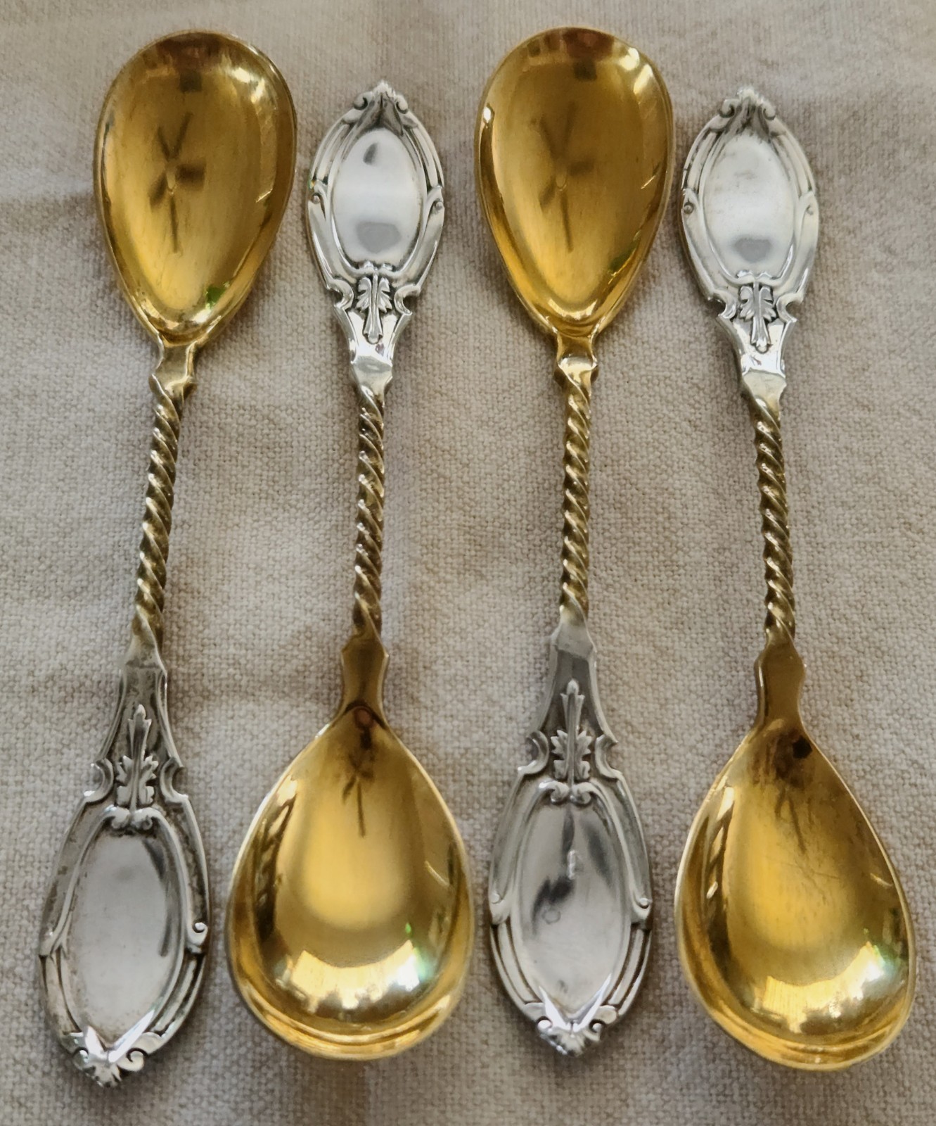 Antique American Coin 900 Silver Medallion Coffee Spoons- Set of 4– c.1860s