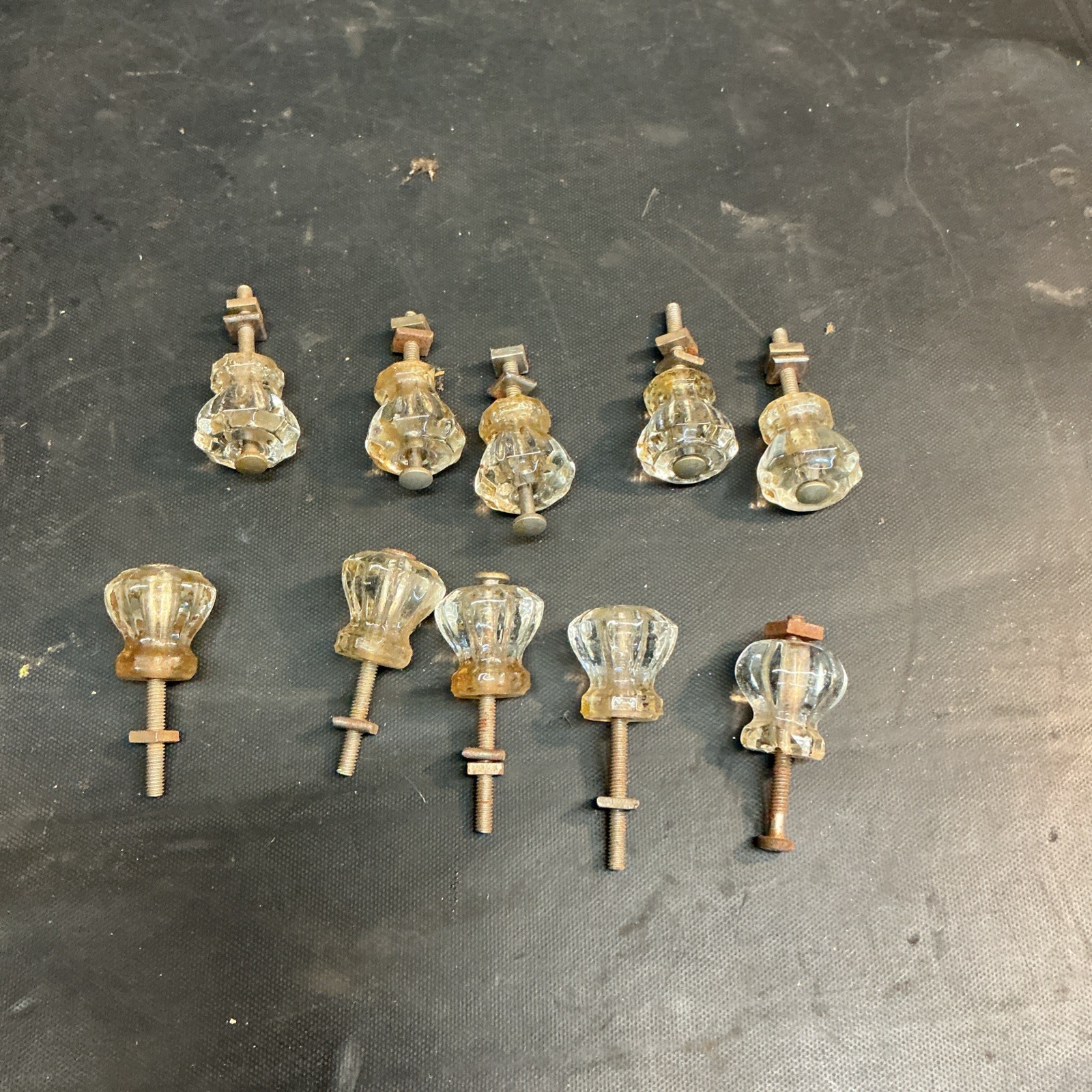 10 Pc 3/4” Clear Glass Crystal Drawer Pulls Cabinet Knobs Dresser Restore