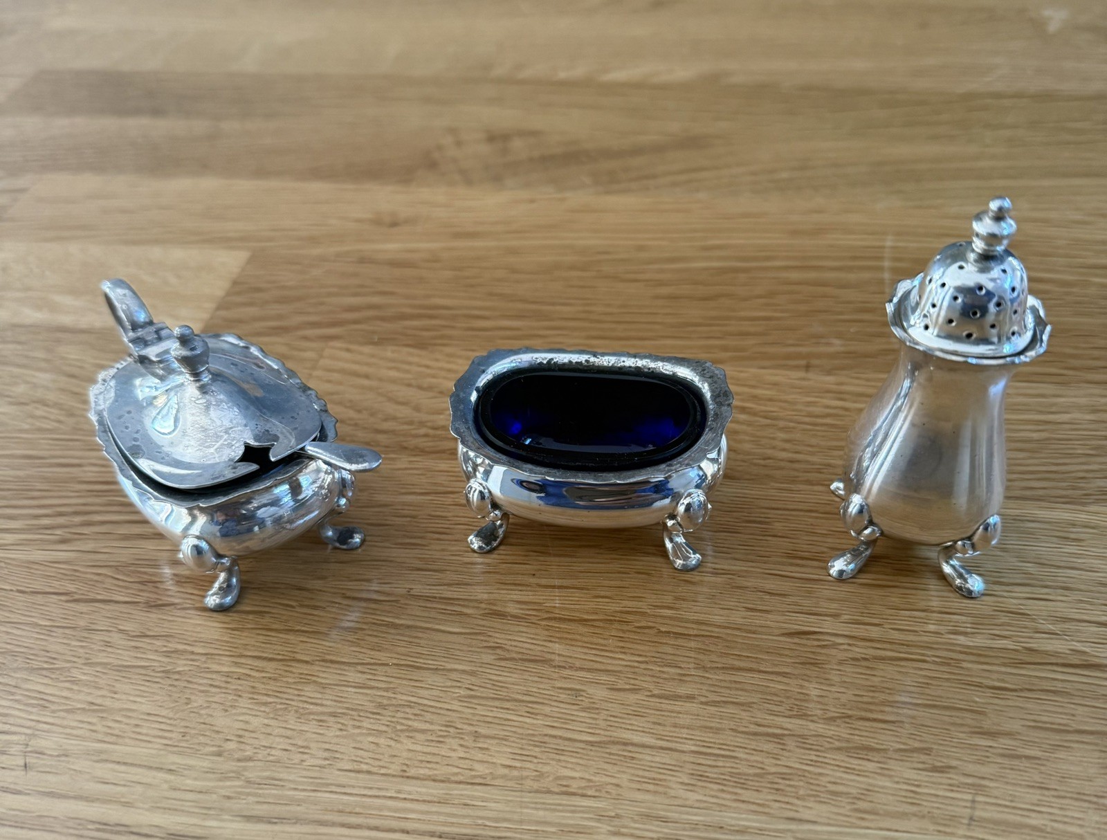 Regis Plate silver 3 Piece Cruet Set Condiments Made in England EPNS
