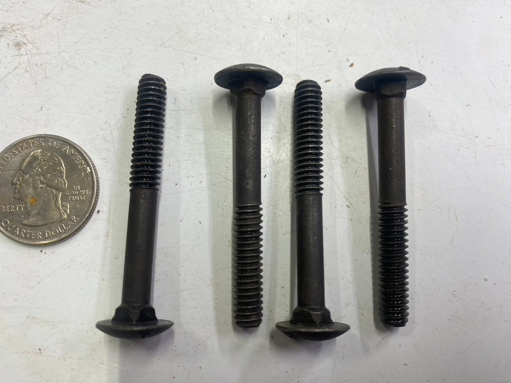 4 VINTAGE Reclaimed Black Oxide Carriage Bolts 2″ x 1/4″ C, Antique Restoration