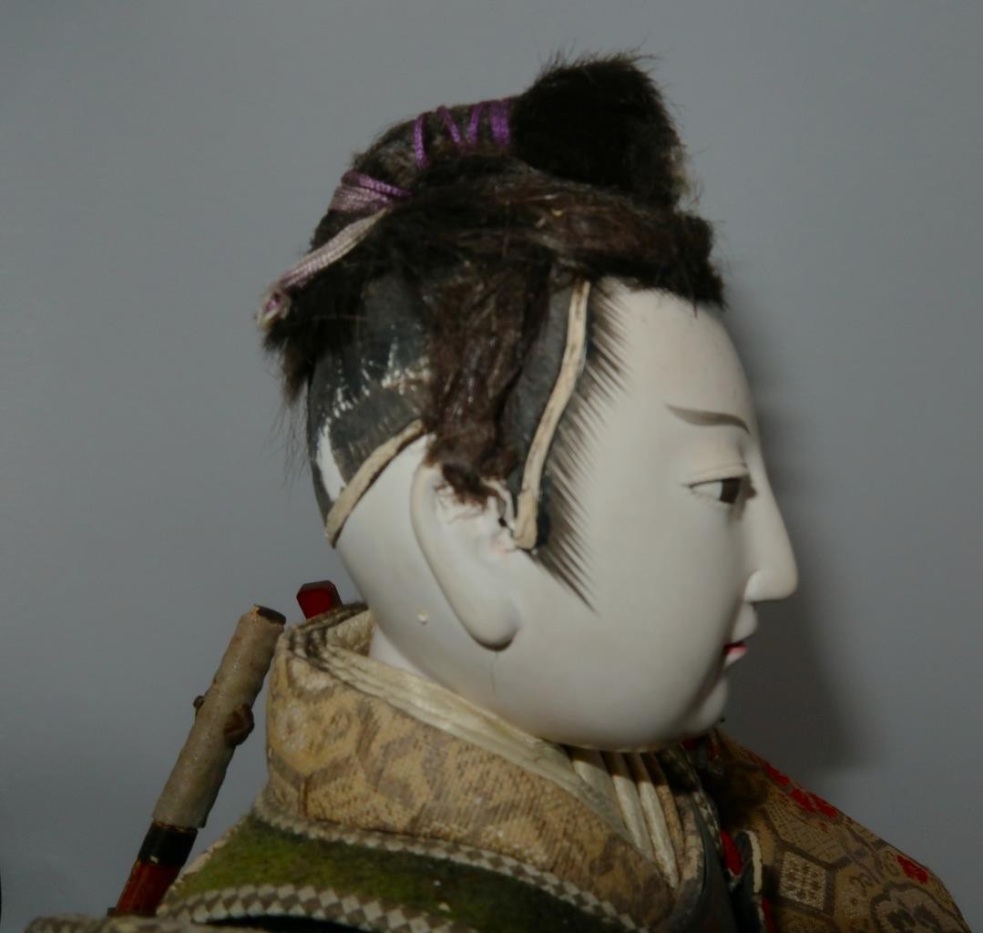 Antique C1900 Japanese Armor Sitting Shogun Samurai Doll Figurine, 12 1/2″