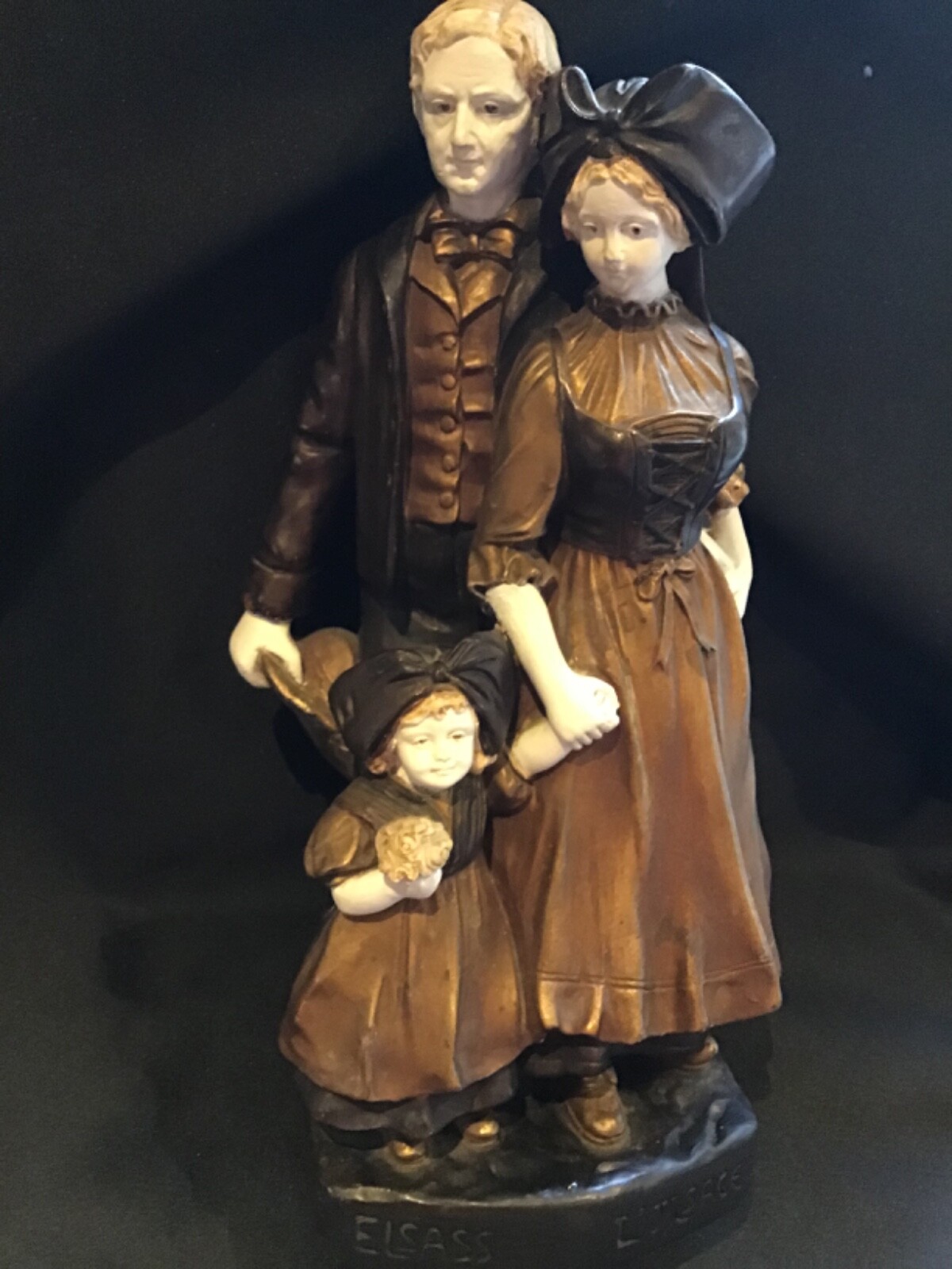 Large Antique French Chalkware Family Figural Group.