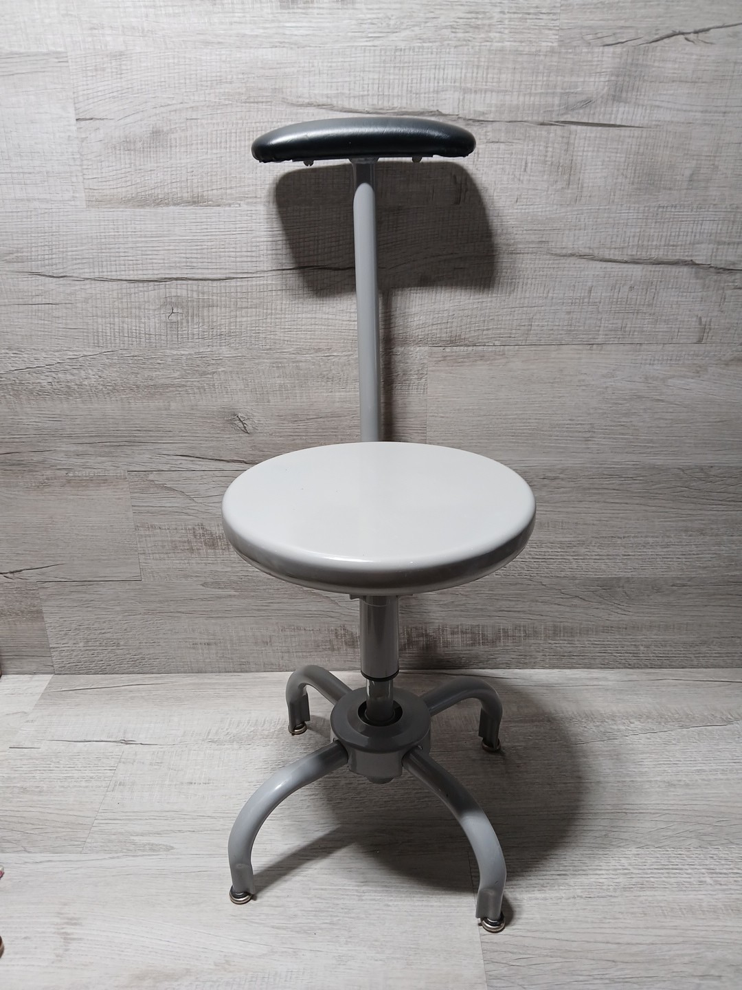 VTG Adjusto Company Industrial Adjustable Doctor Office Stool Chair With Armrest