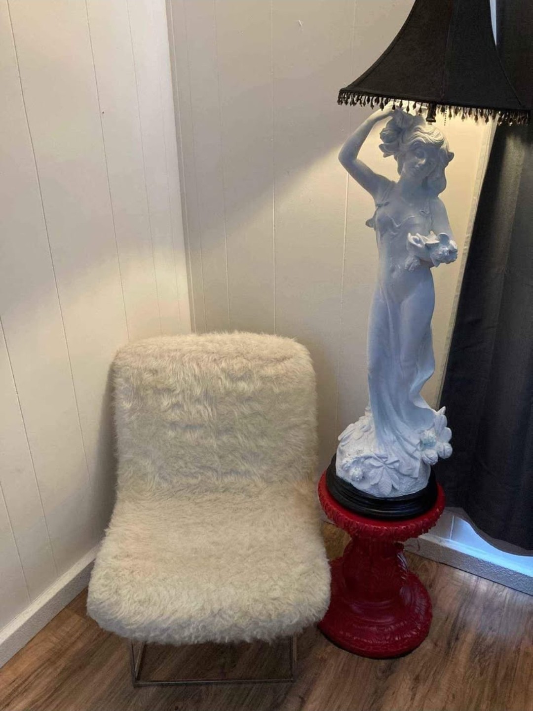 Milo Baughman for Thayer Coggin Faux Fur and Chrome lounge chair
