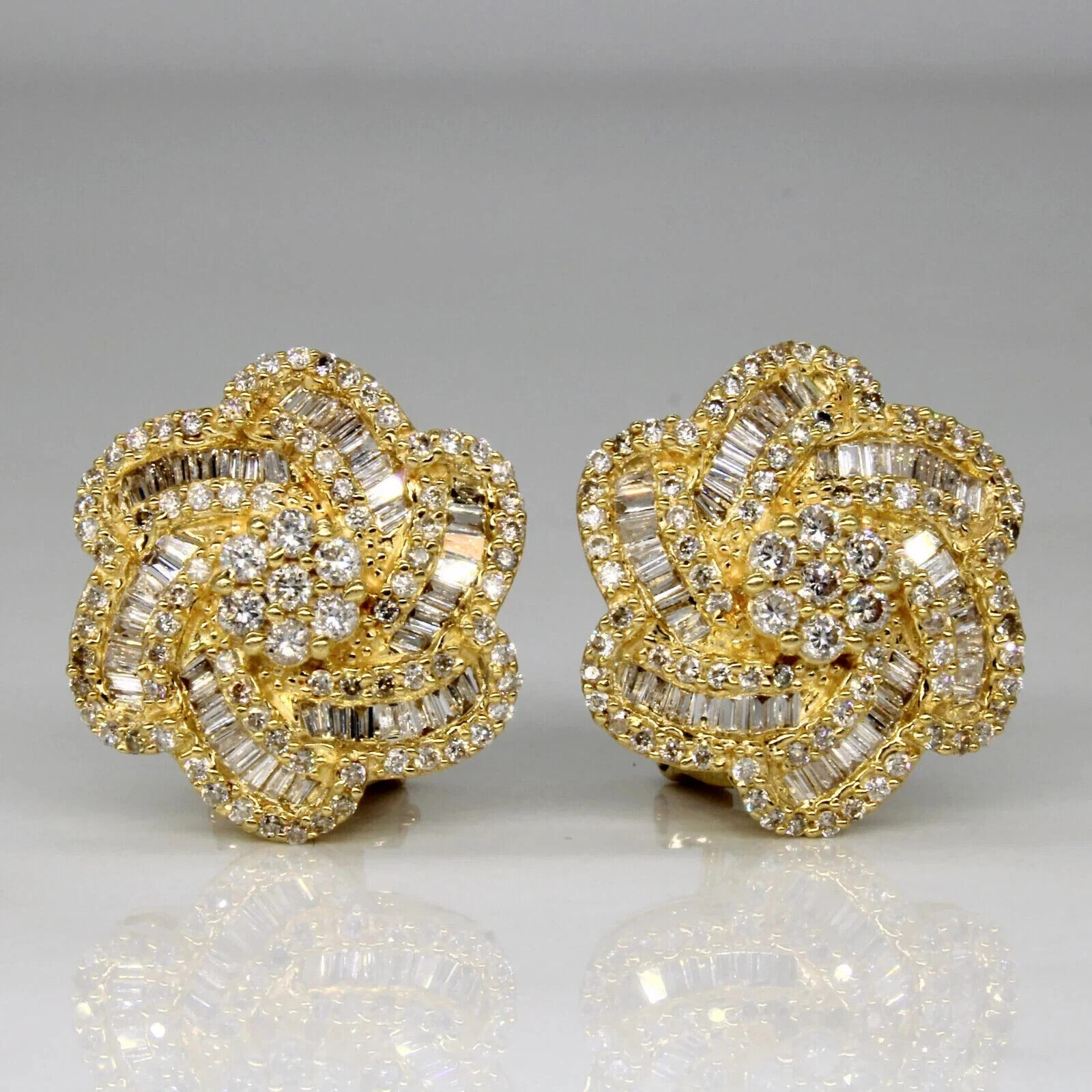 2Ct Round Cut Lab Created Diamond Flower Wear Earring 14K Yellow Gold Plated