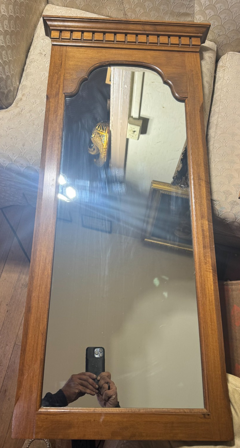 Large Arched Top Wood Framed Mirror – 19.25″ Wide x 42.0 Tall x 2.25″ Deep