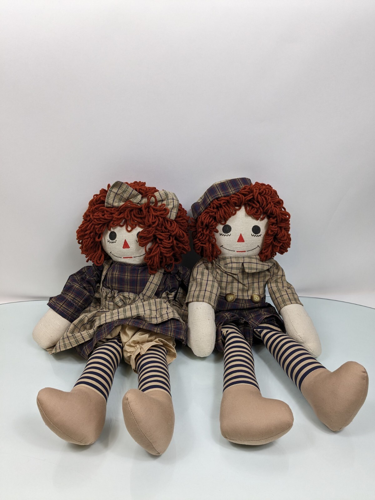 HANDMADE PRIMITIVE Raggedy ANN ANNIE & ANDY PILGRIM Doll Set Thanksgiving