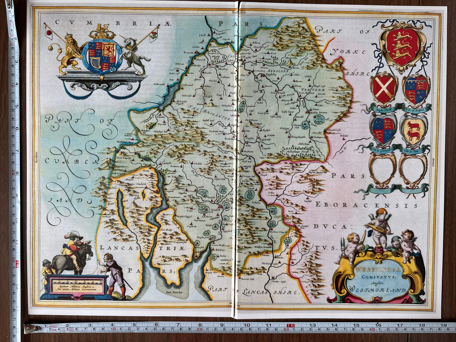 Rare Old Antique Tudor Blaeu Map Westmorland Cumbria England 1600s REPRINT