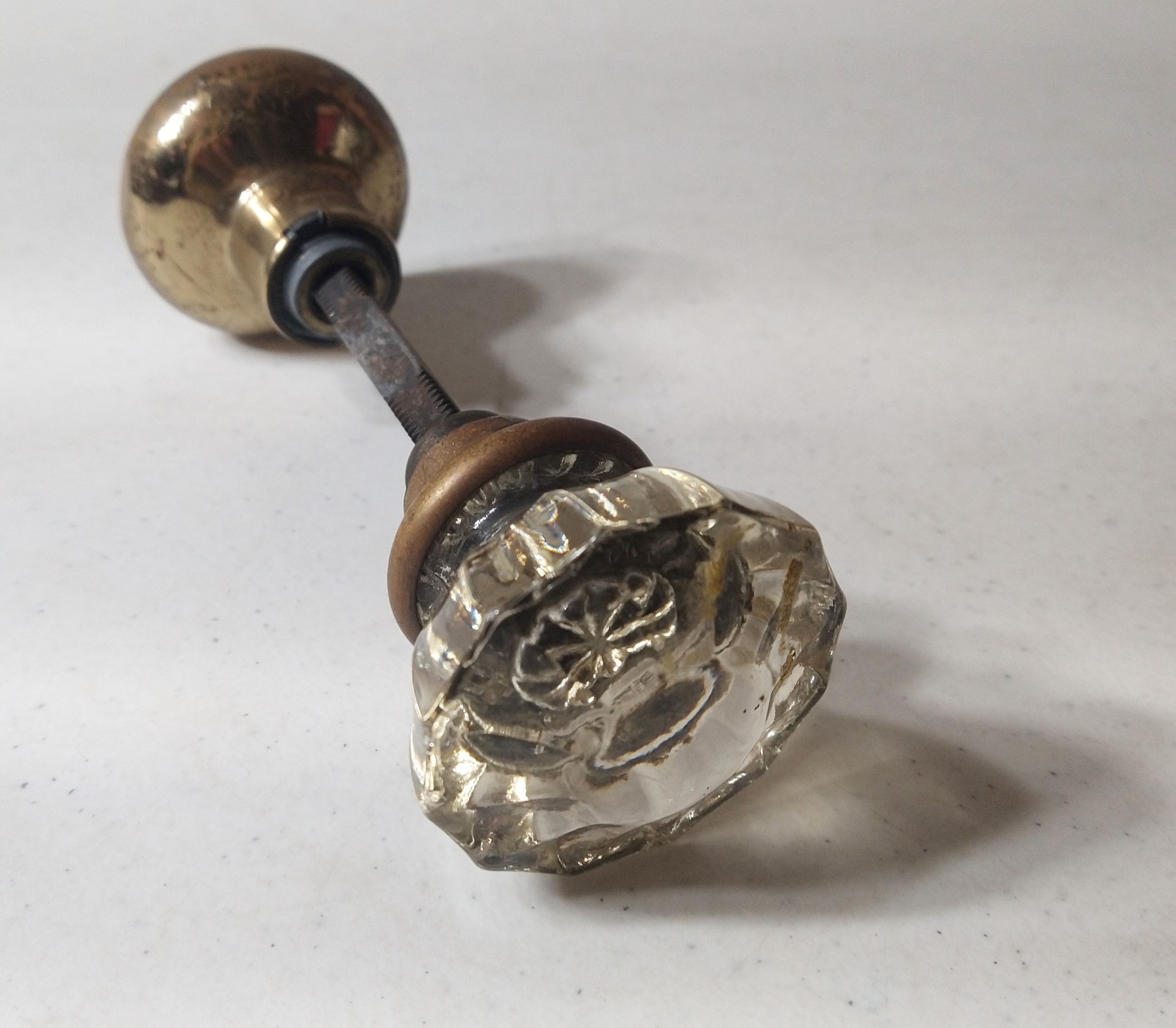 Vintage Brass and Crystal Style Glass Doorknob