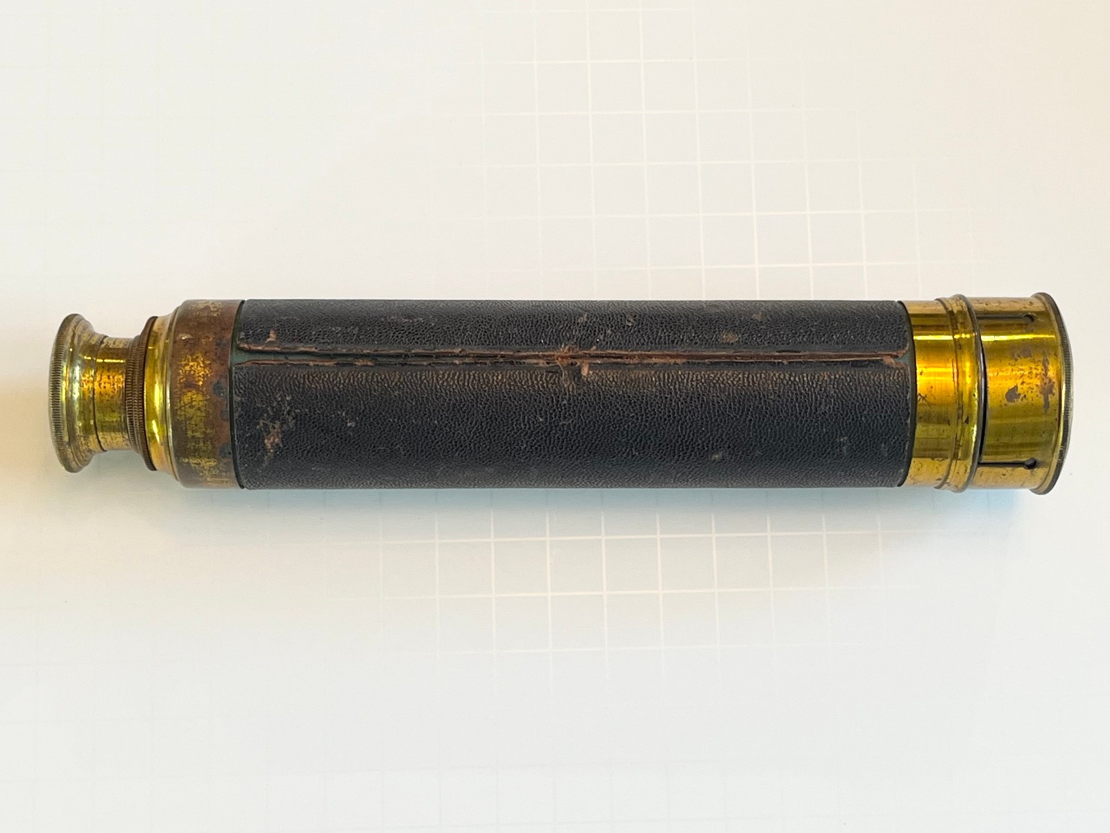 Antique 1800s Victorian 3 Draw Brass Telescope – Leather Wrapped – 19th Century