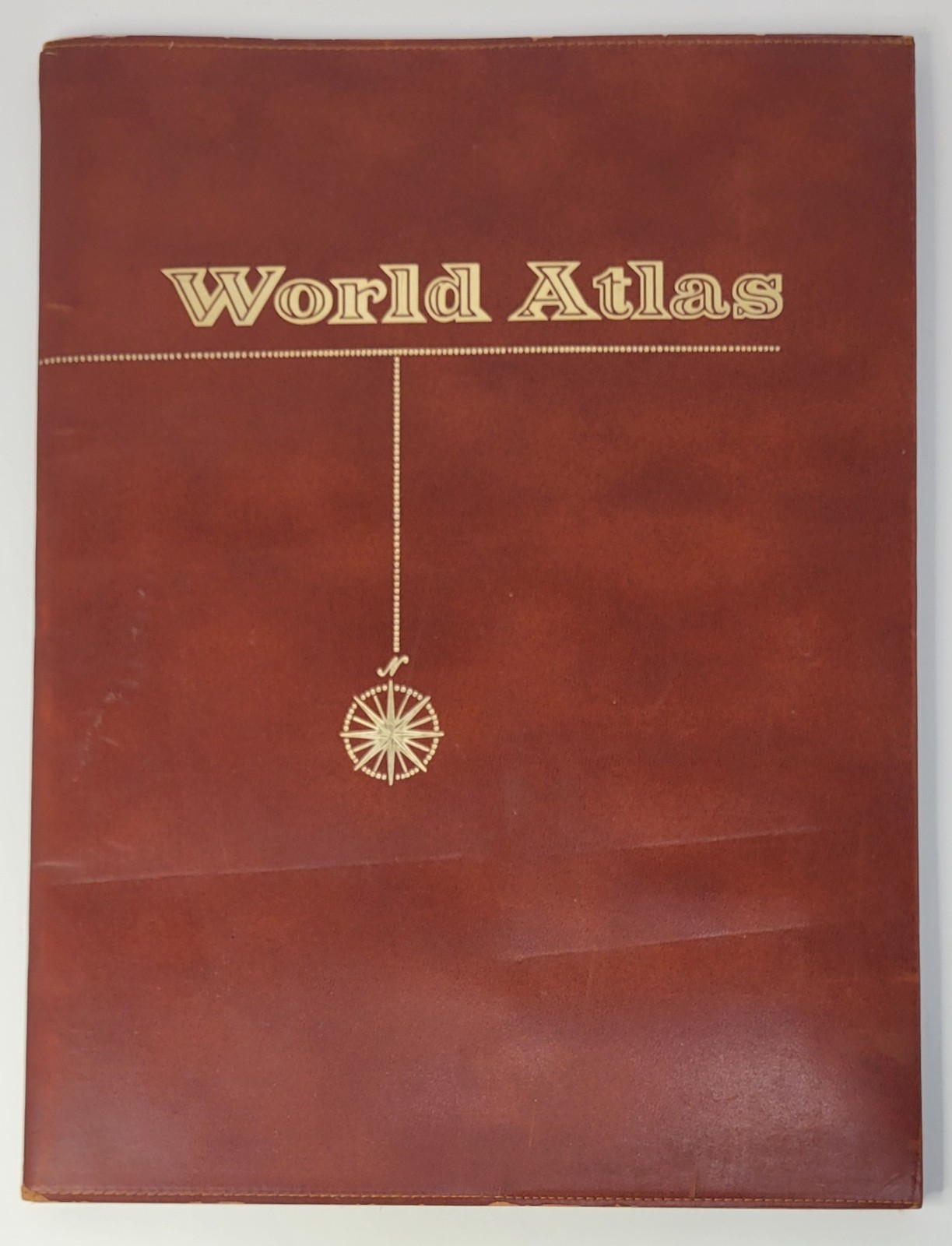 1962 RAND MC NALLY Space Age World Atlas w/ World Map & Faux Leather Binder