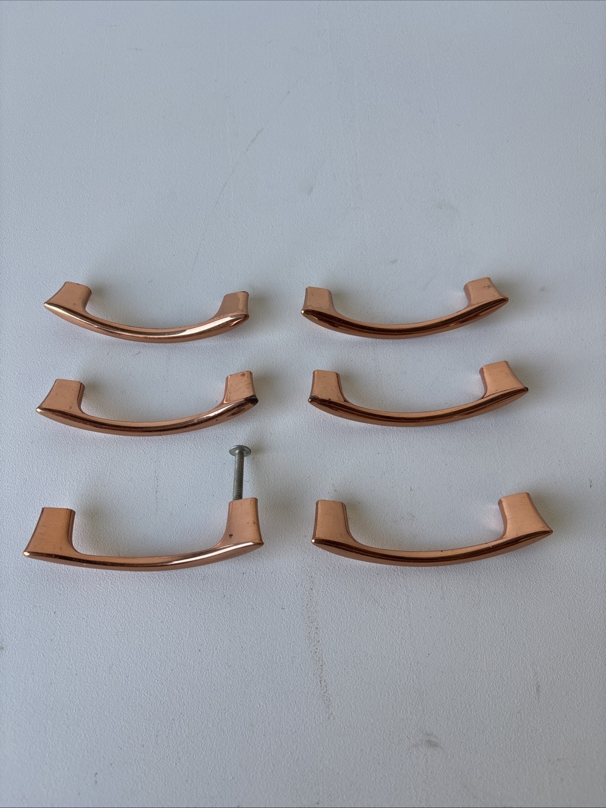 Set of 6 Polished Copper Curved Arch Drawer Cabinet Door Pulls Handles 2-3/4”