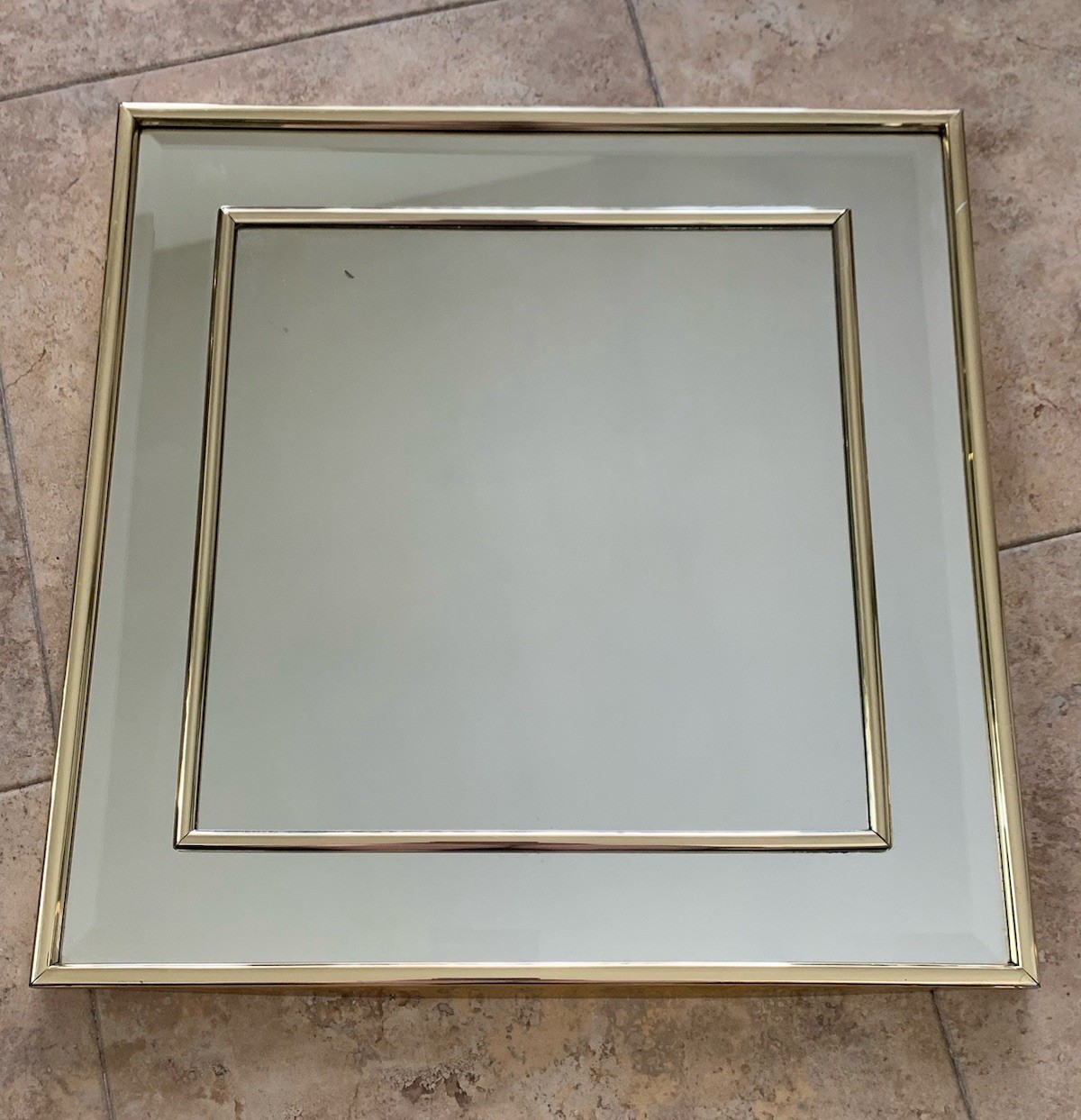 Vintage 70/80s Marsel Mirror W Inner GOLD Outline, Hollywood Regency MCM 14”D