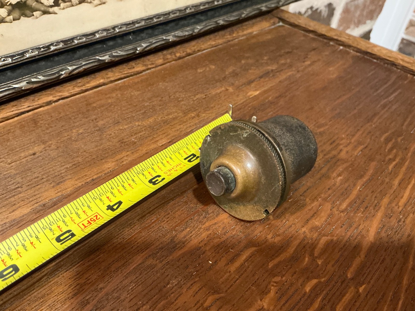 PERIOD VINTAGE ORIGINAL BRASS ELECTRIC DOOR BELL PUSH BUTTON (DB-100)