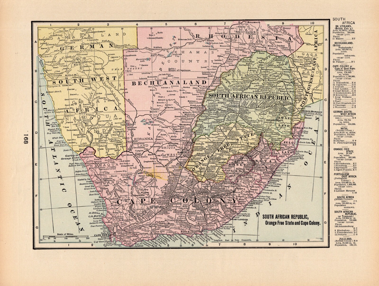 1900 Antique South Africa Map Wall Decor George Cram South Africa Map 2032