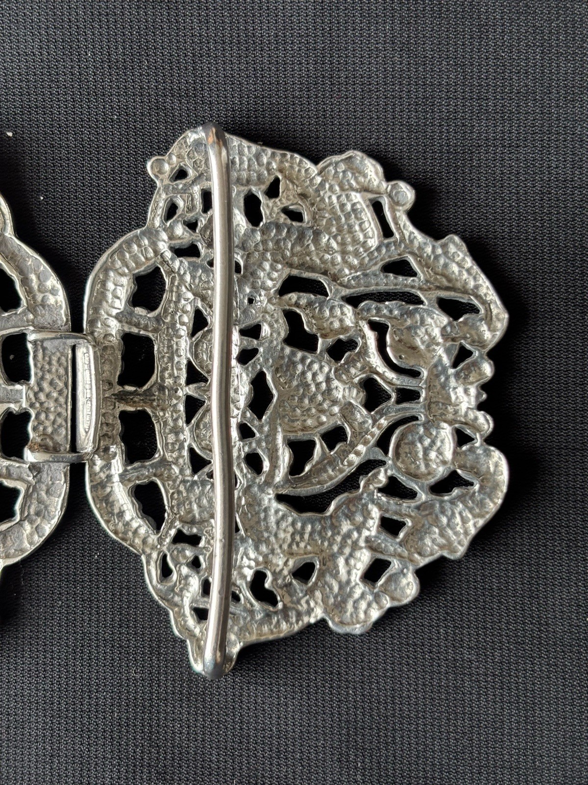 solid silver nurses Belt Buckle. Birmingham 1990. P.M.L. Cherubs & Heart Design