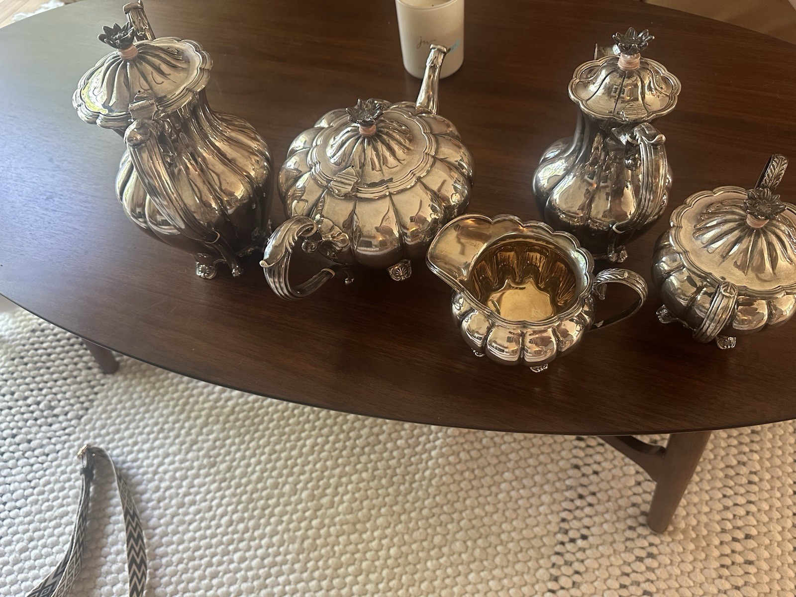 Barker Brothers “Melon” Sterling Silver 5-Piece tea Set
