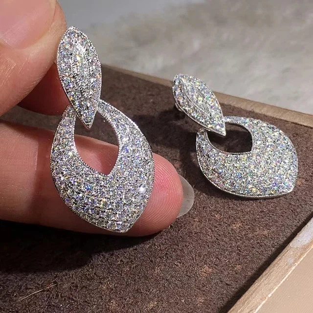 2.30Ct Round Lab Created Diamond Women Drop/Dangle Earring 14k White Gold Plated