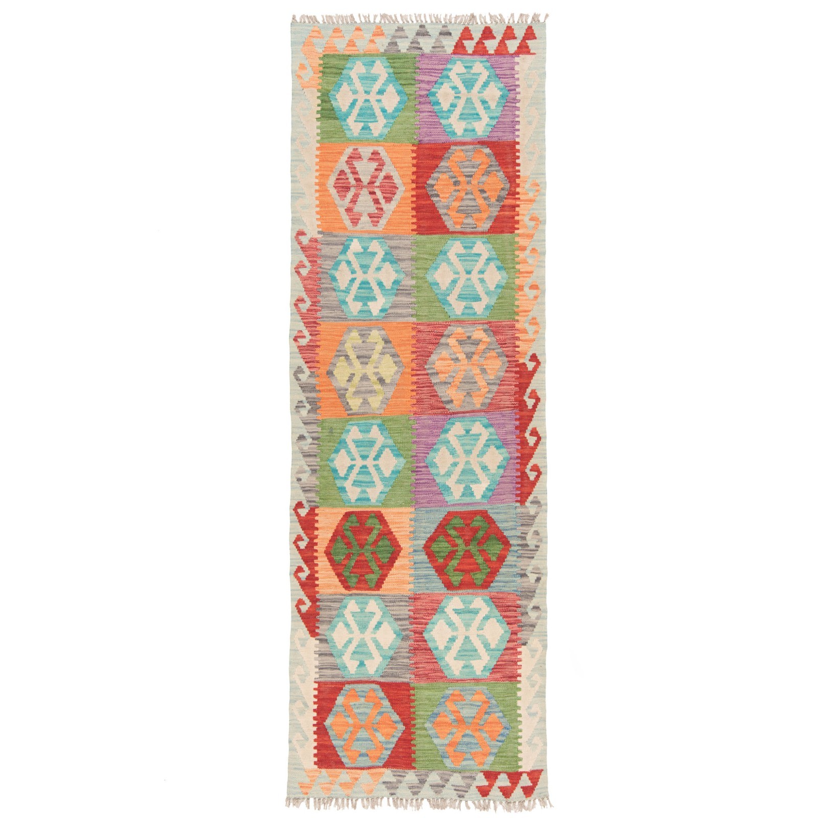Kilim Afghan 95 5/16×30 5/16 in Hand Woven Oriental Carpet Wool Rug Kilim