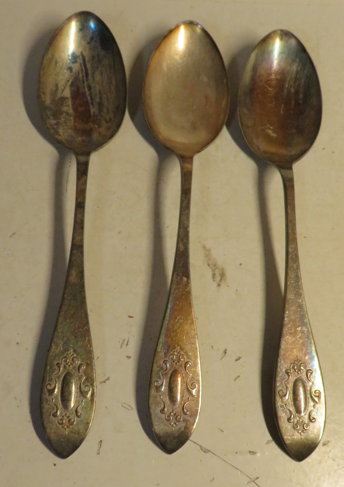 Antique Williams Bros Princess 1910 Silverplate Silver Plated 3 pc 8″ Spoon Set