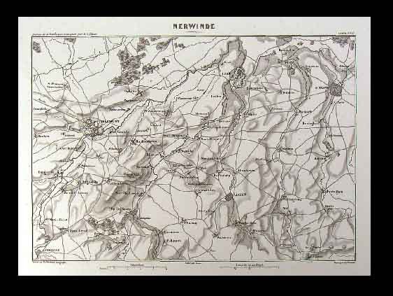 1880 Duvotenay Map Nerwinde Belgium Brabrant