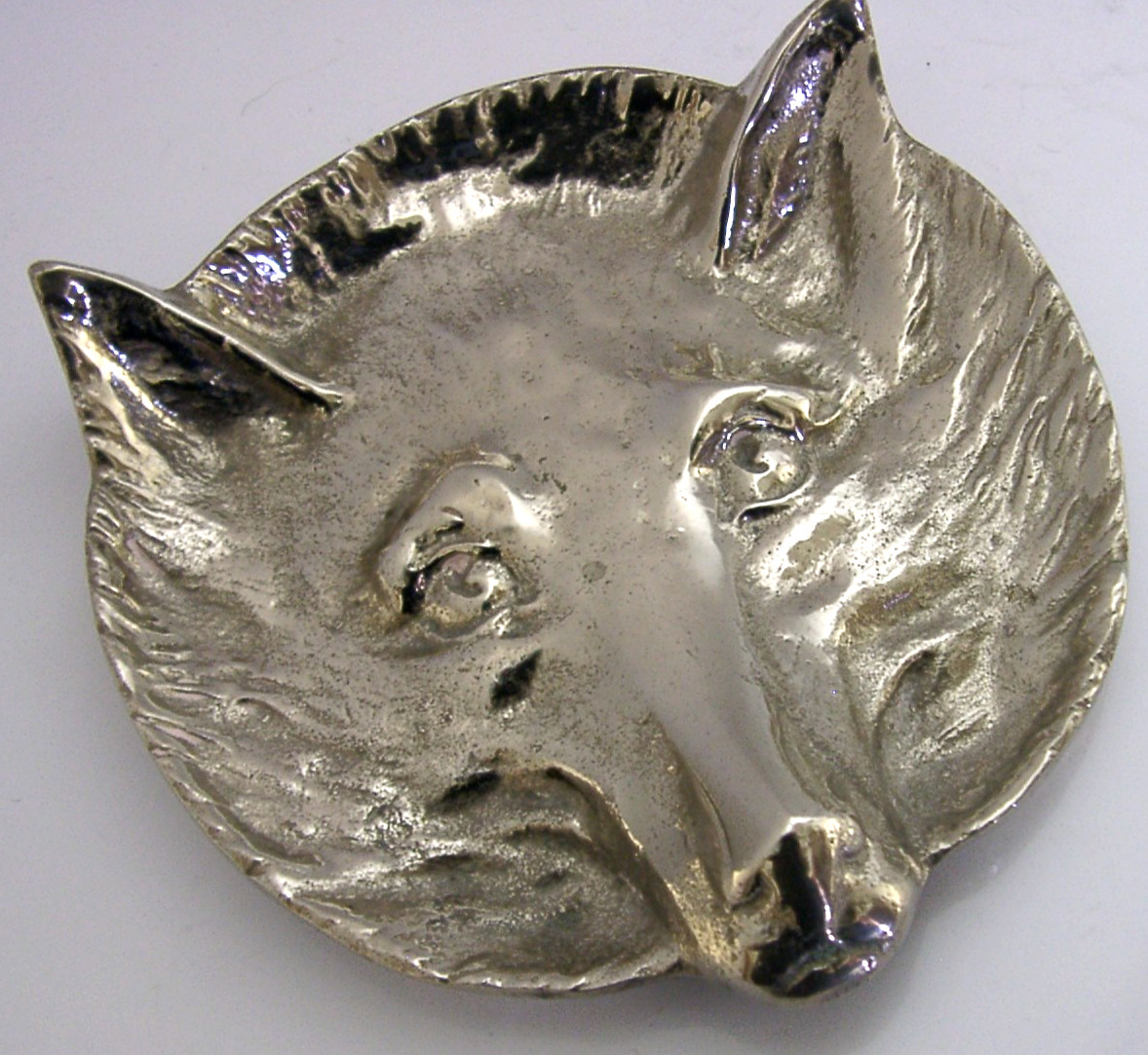ENGLISH SILVER PLATED FOX HEAD DISH c1940 ANIMAL HUNTING SHOOTING 154g