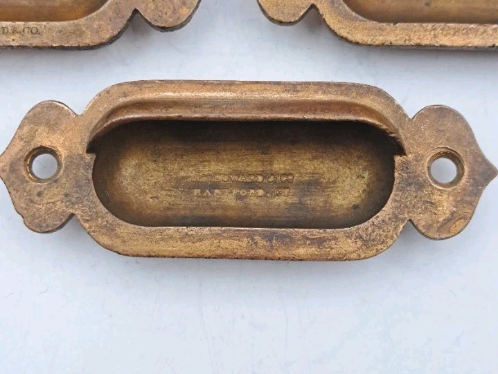 Antique Recessed Window Sash Lifts Pulls Cast Brass Old Vintage Hardware Lot 7