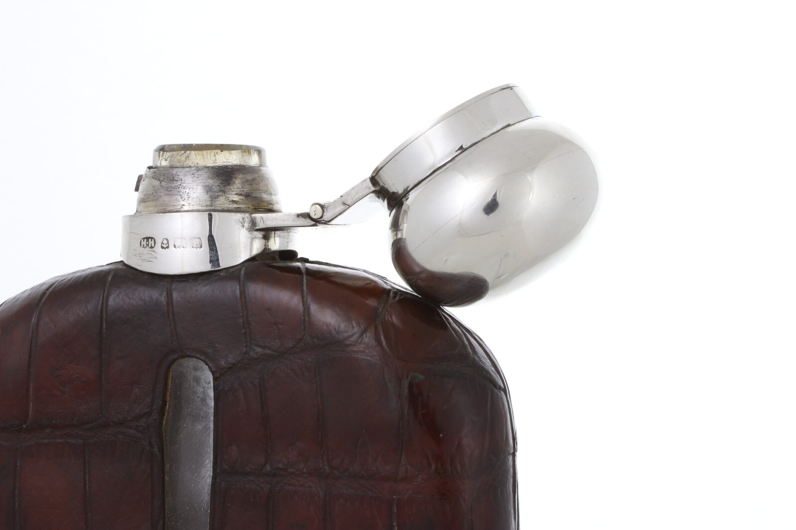 ANTIQUE – Solid Sterling Silver – HIP FLASK – Hukin & Heath – 1928