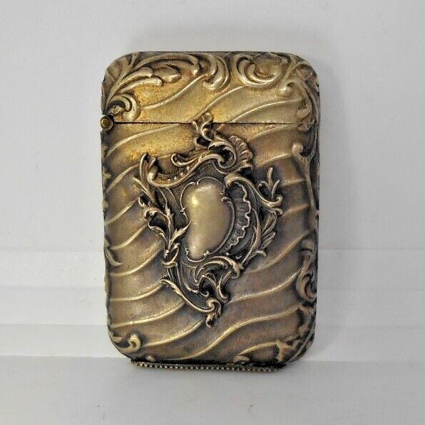 Superb Antique Victorian Repousse Silver Vesta Match Safe Small w/Striker Mixed
