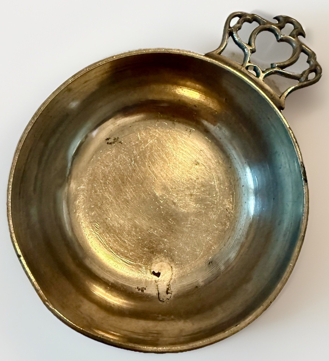 Antique English Pewter Porringer Lion Sword Horse & Shield Danforth Collection
