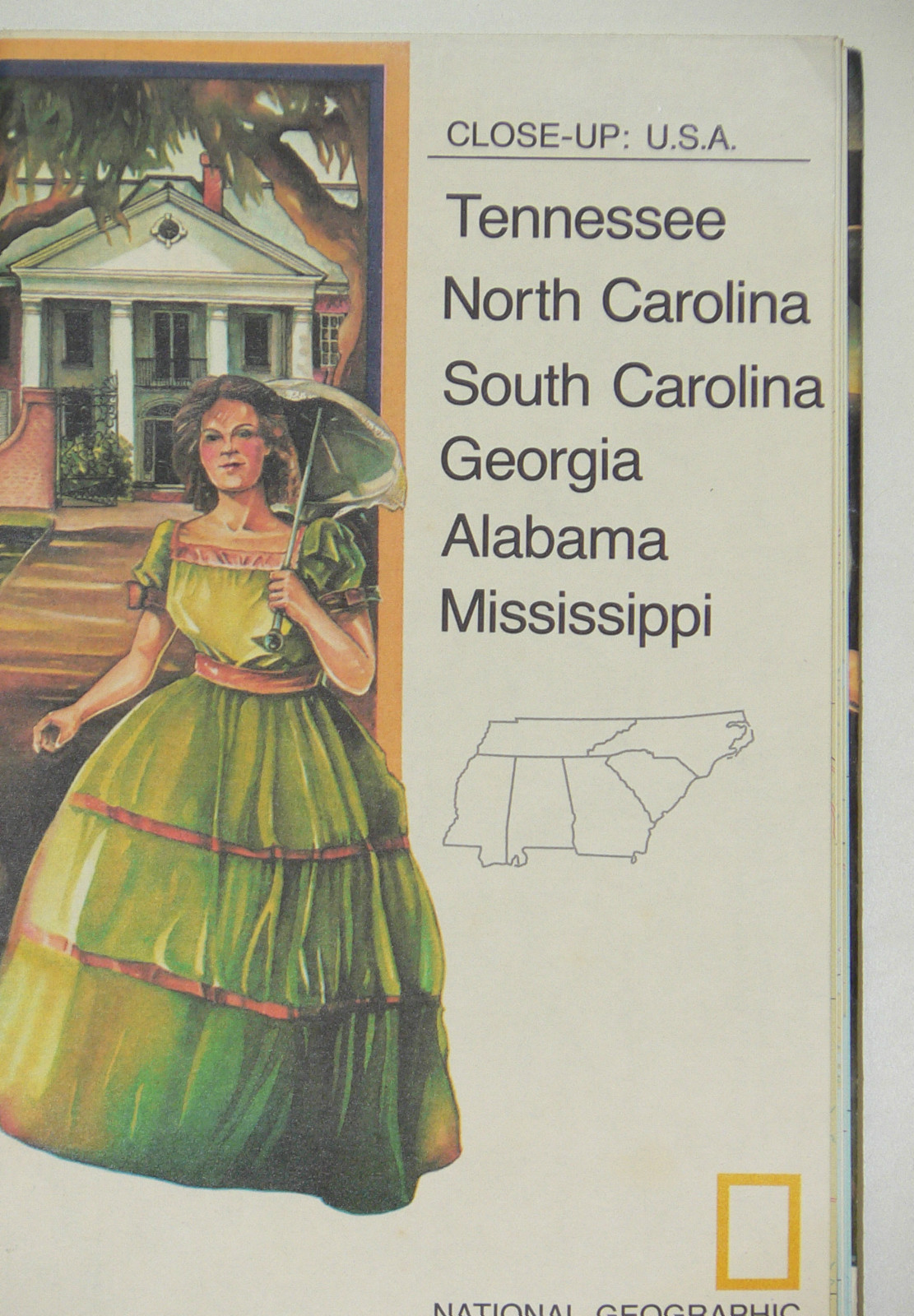 1975 National Geographic Map of Tennessee North Carolina South Carolina