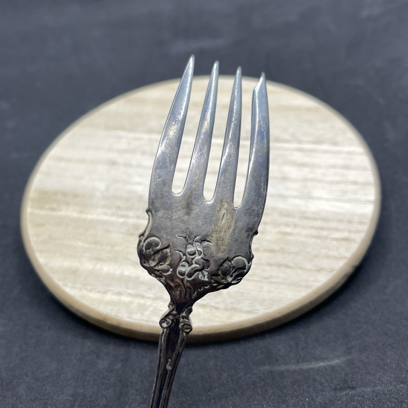 VTG Atq 1847 Rogers Bros. Silverplate Serving Meat Fork Patina Tarnished
