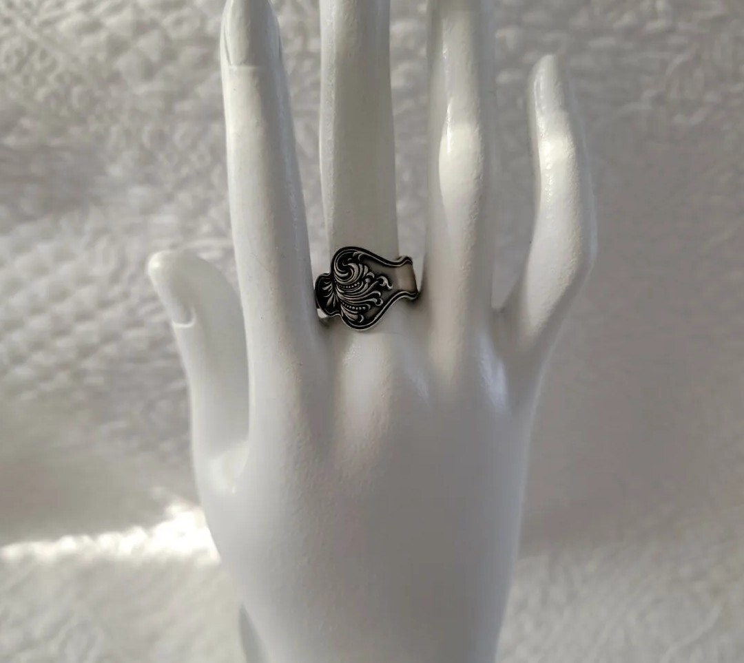 Vintage Art Nouveau Paye and Baker Sterling Bypass Spoon Ring Hand Made Size 7.5