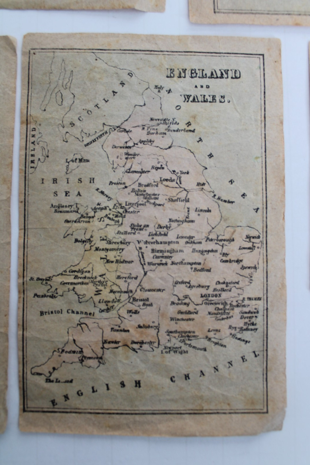 RARE Early / Mid-19th Century Lithograph Geography Map Child’s Toy Blocks w/ Box