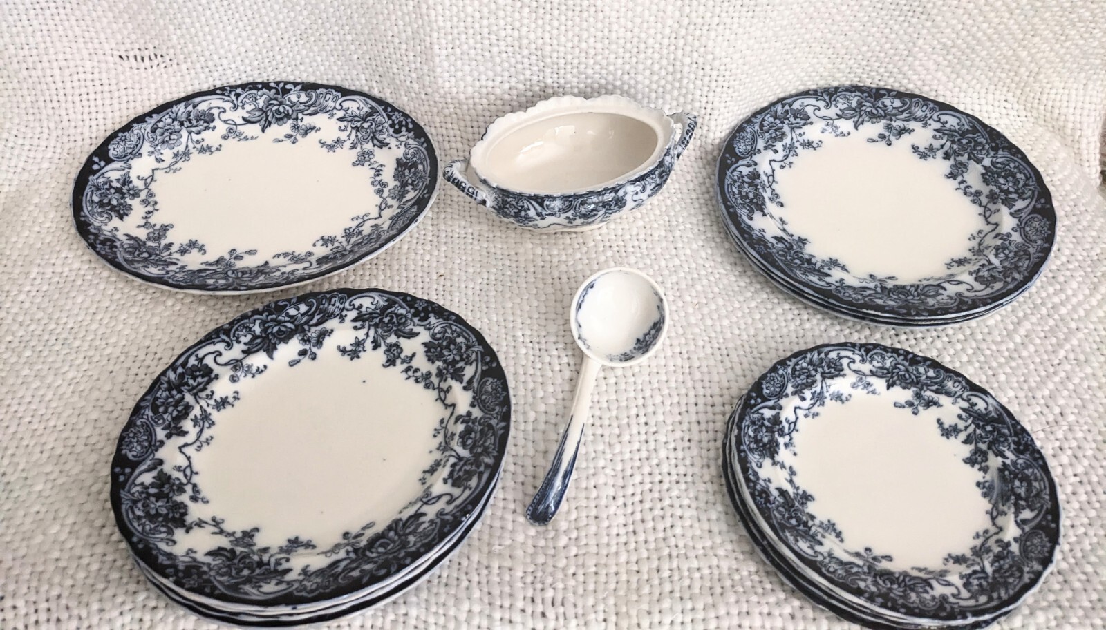 RARE FIND 14 PIECES Keeling & Co. Chatworth 1790 Late Mayers Flow Blue China EUC