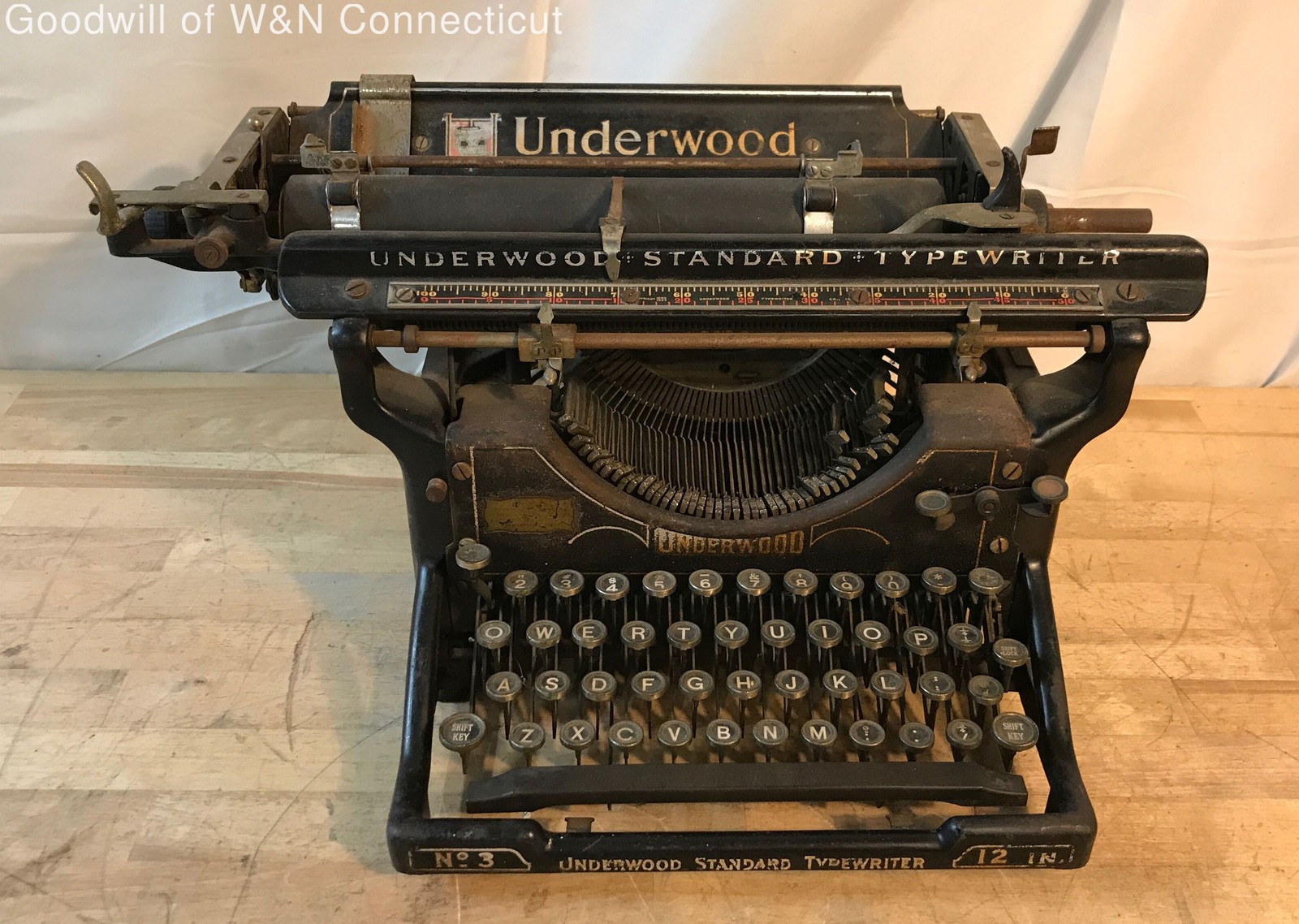 Antique Underwood No 3 Standard Typewriter 12 Inch Carriage Early 20th Century