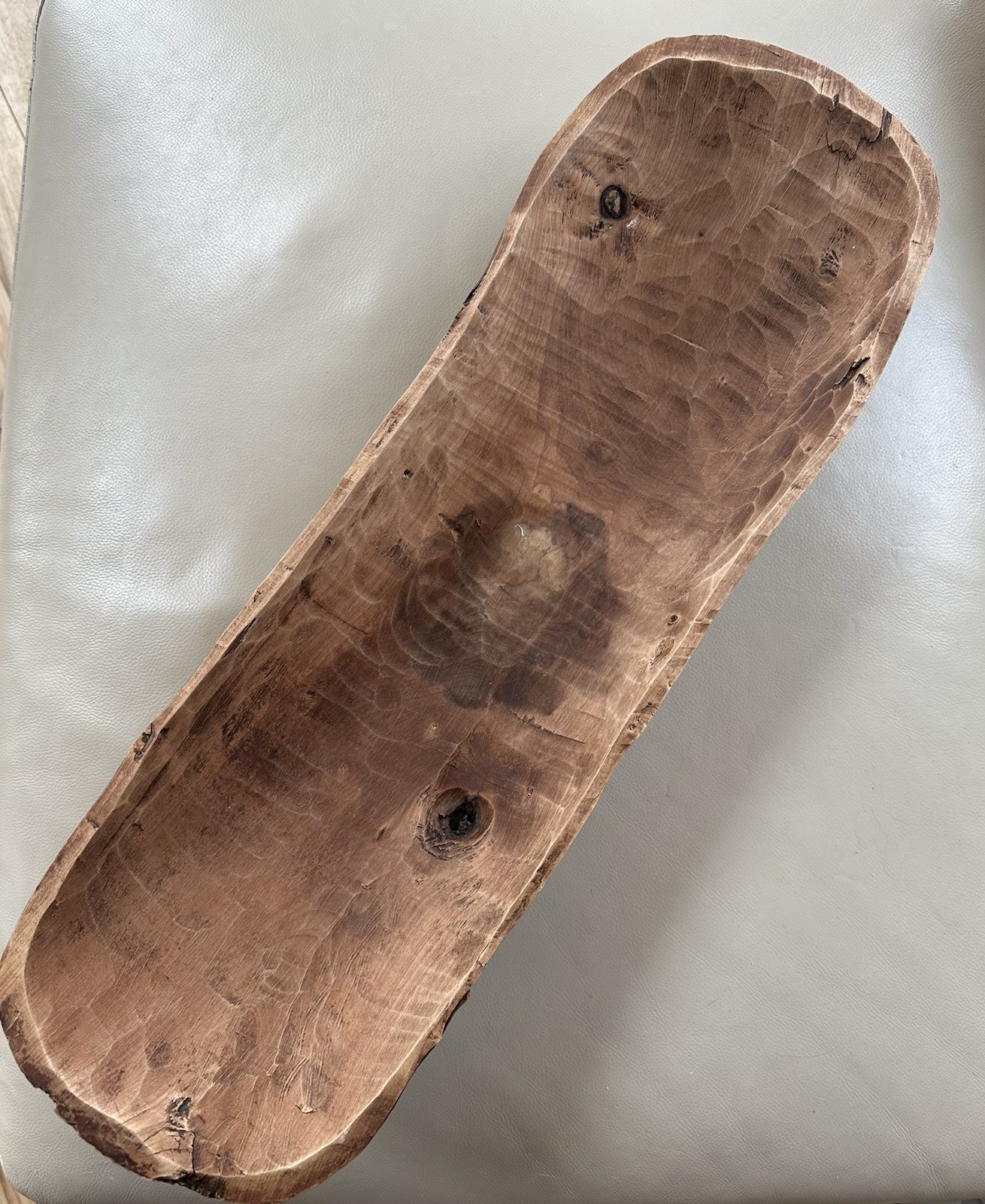 HAND HEWN WOOD DOUGH BOWL TROUGH TRENCHER LG 21 3/4” VTG/ANTIQUE FARMHOUSE