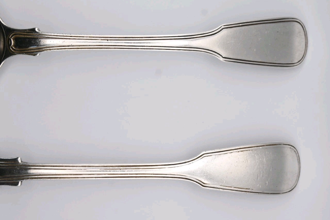 Antique 2 Silver Large Spoons Table/Serving Georgian Victorian 169g Heavy Reeded