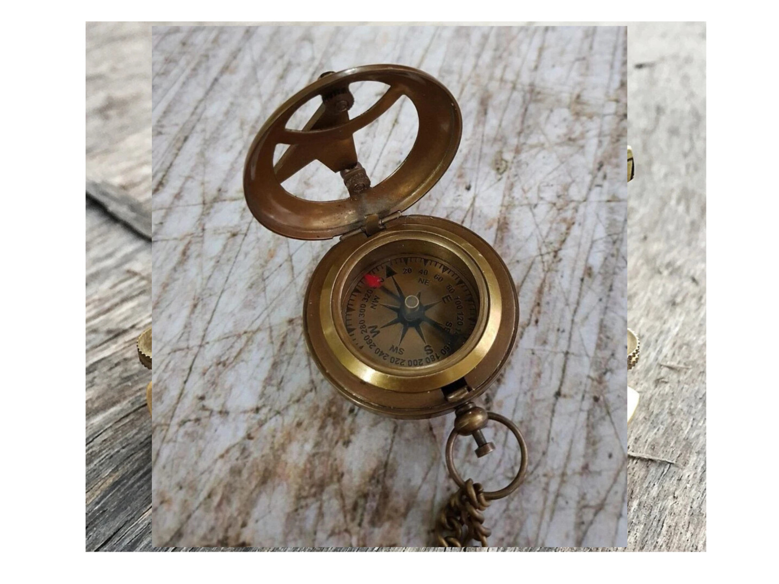 Handmade Sundial Compass Vintage Pocket Compass Nautical Brass Gift