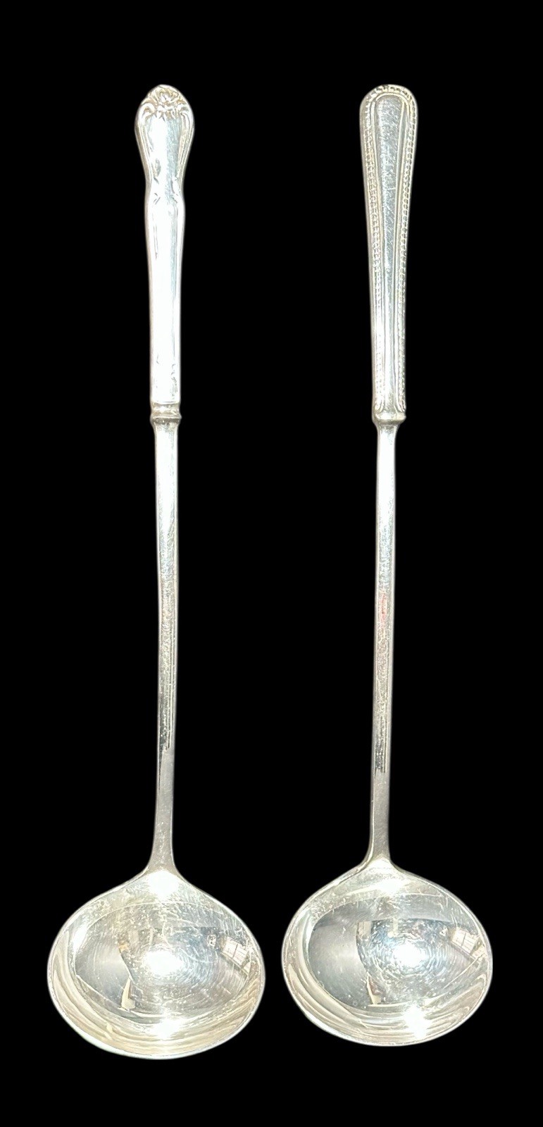 Pair Large Silver Plated Ladles for Punch Bowls or Soup Tureens (13″) from INDIA