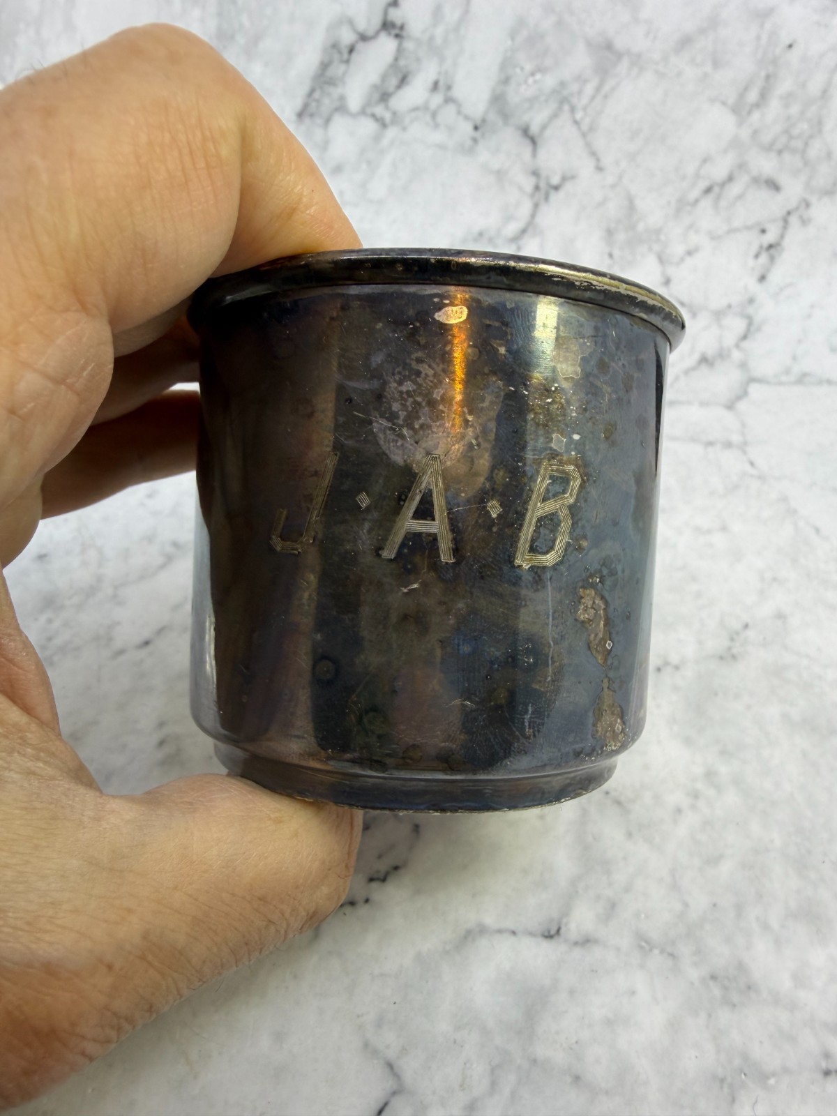 Holmes And Edwards epns 1742 Baby Cup With Handle JAB Monogram