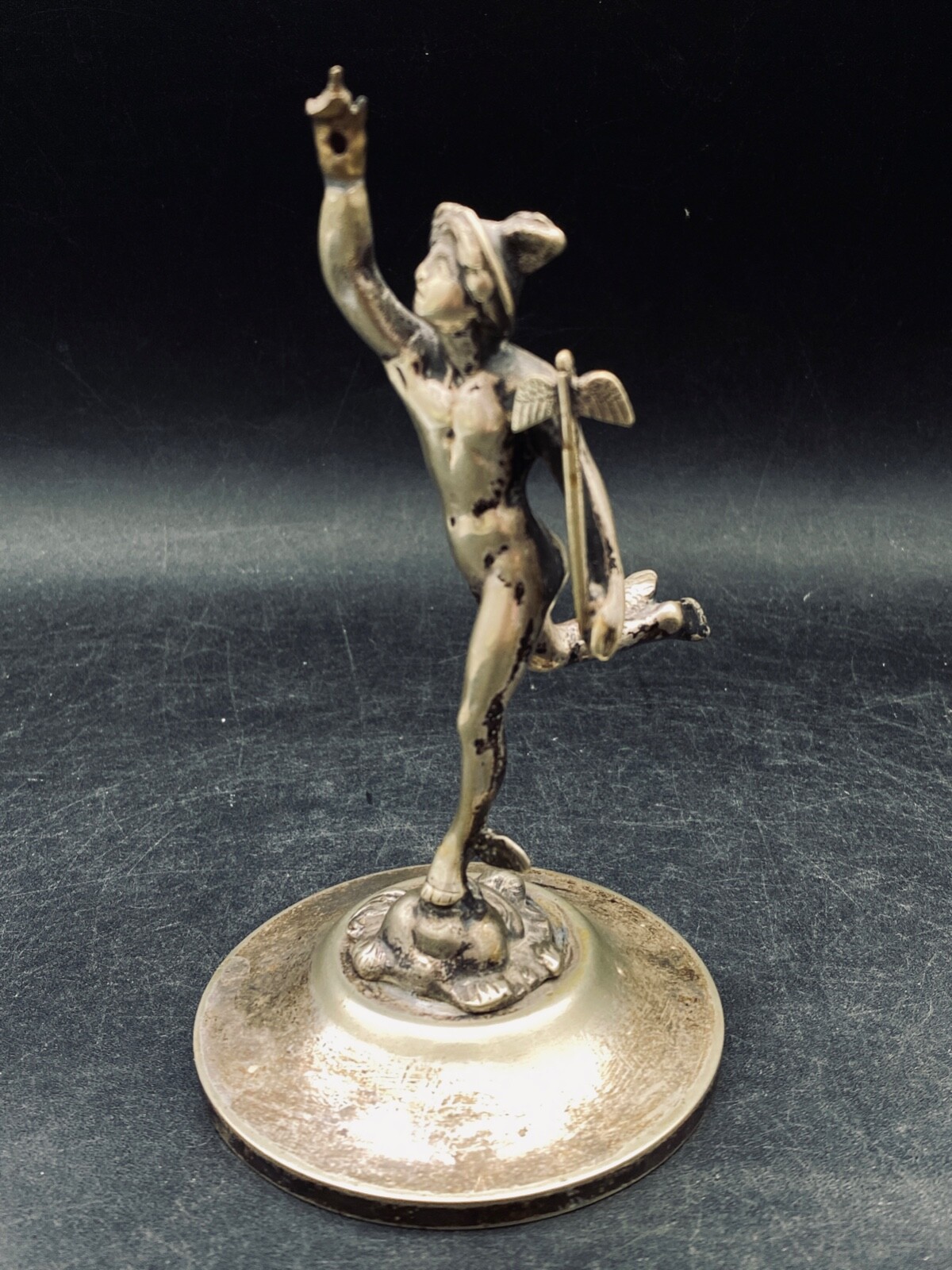 Mercury Hermes Mappin & Webb Hood Ornament Statue 5″ on Base PRINCES PLATE W4347