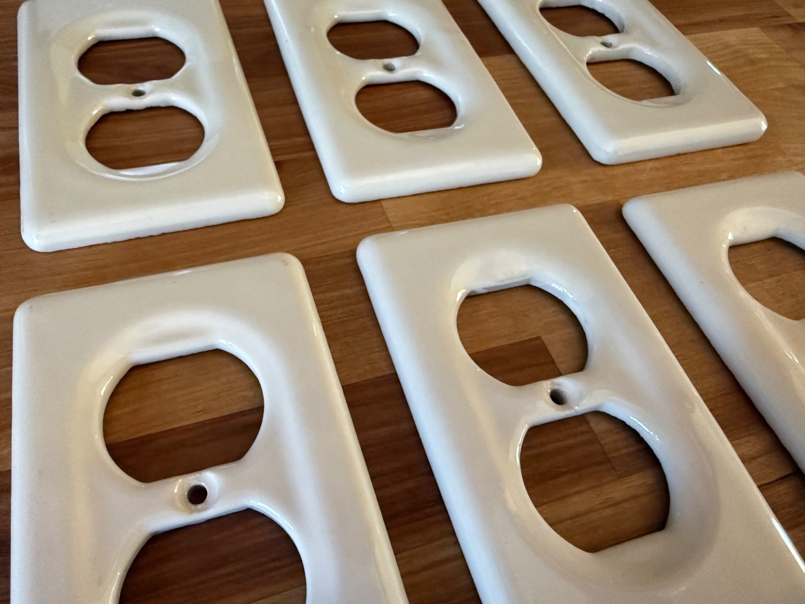Lot of 6 Vintage Ceramic Outlet Plate Covers Lot Creamy Off White