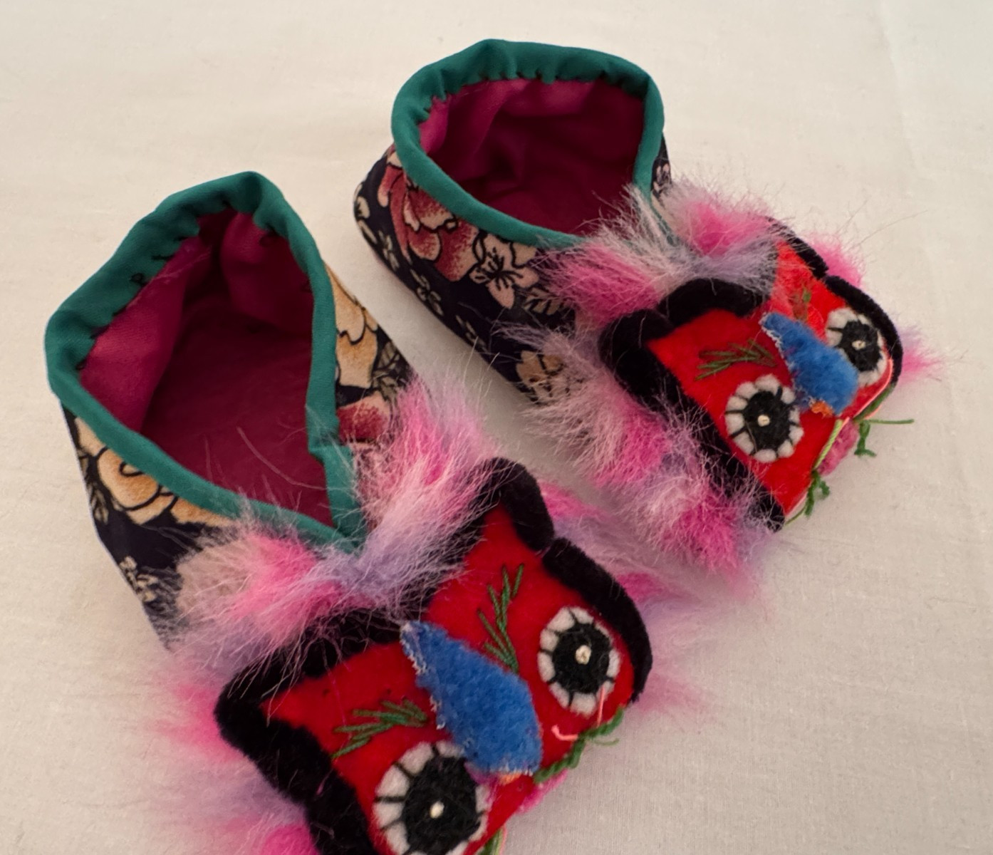 Vintage Authentic Chinese Baby Tiger Head Shoes Handmade from China Early 2000s