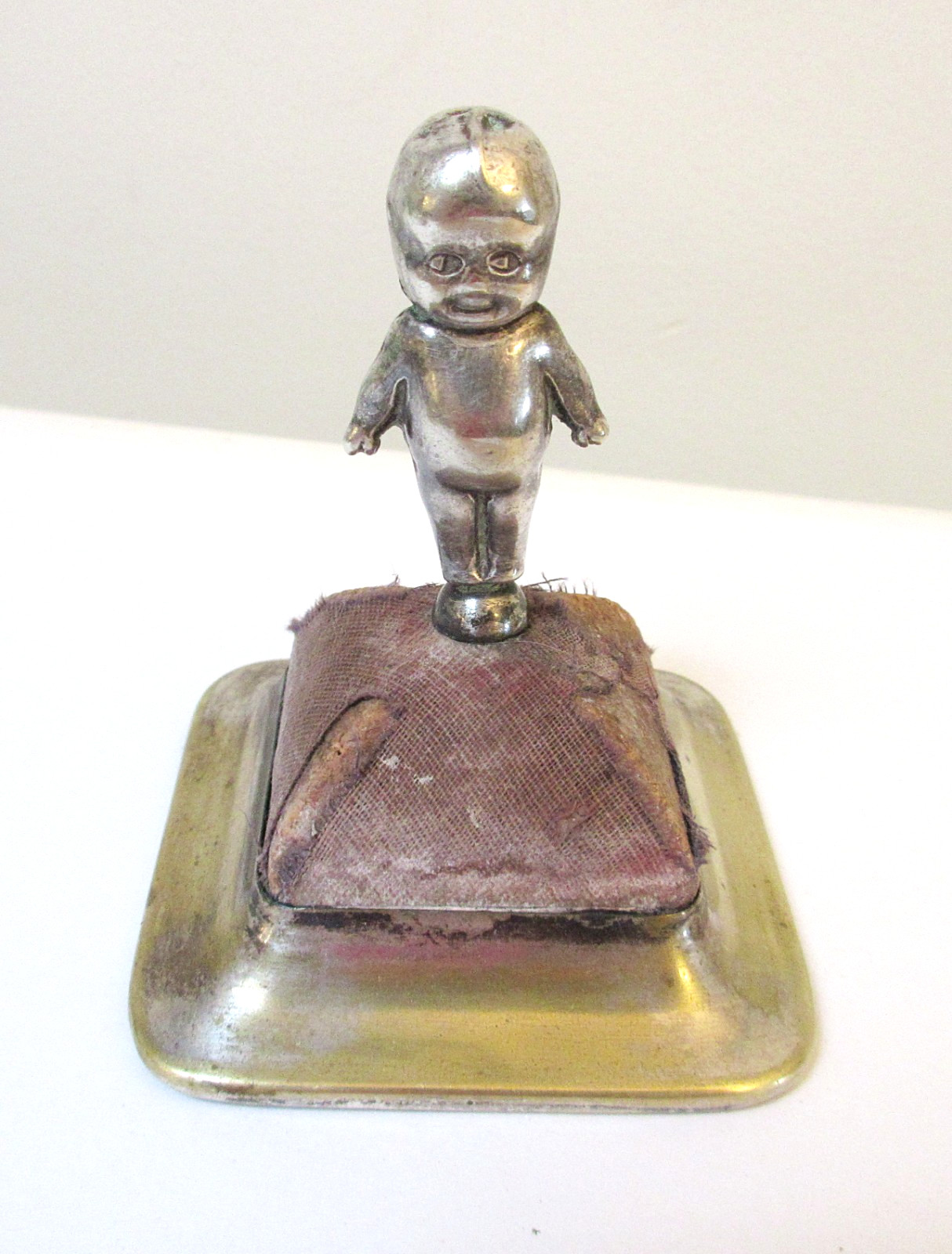Antique Kewpie Pin Cushion Silverplate AS FOUND