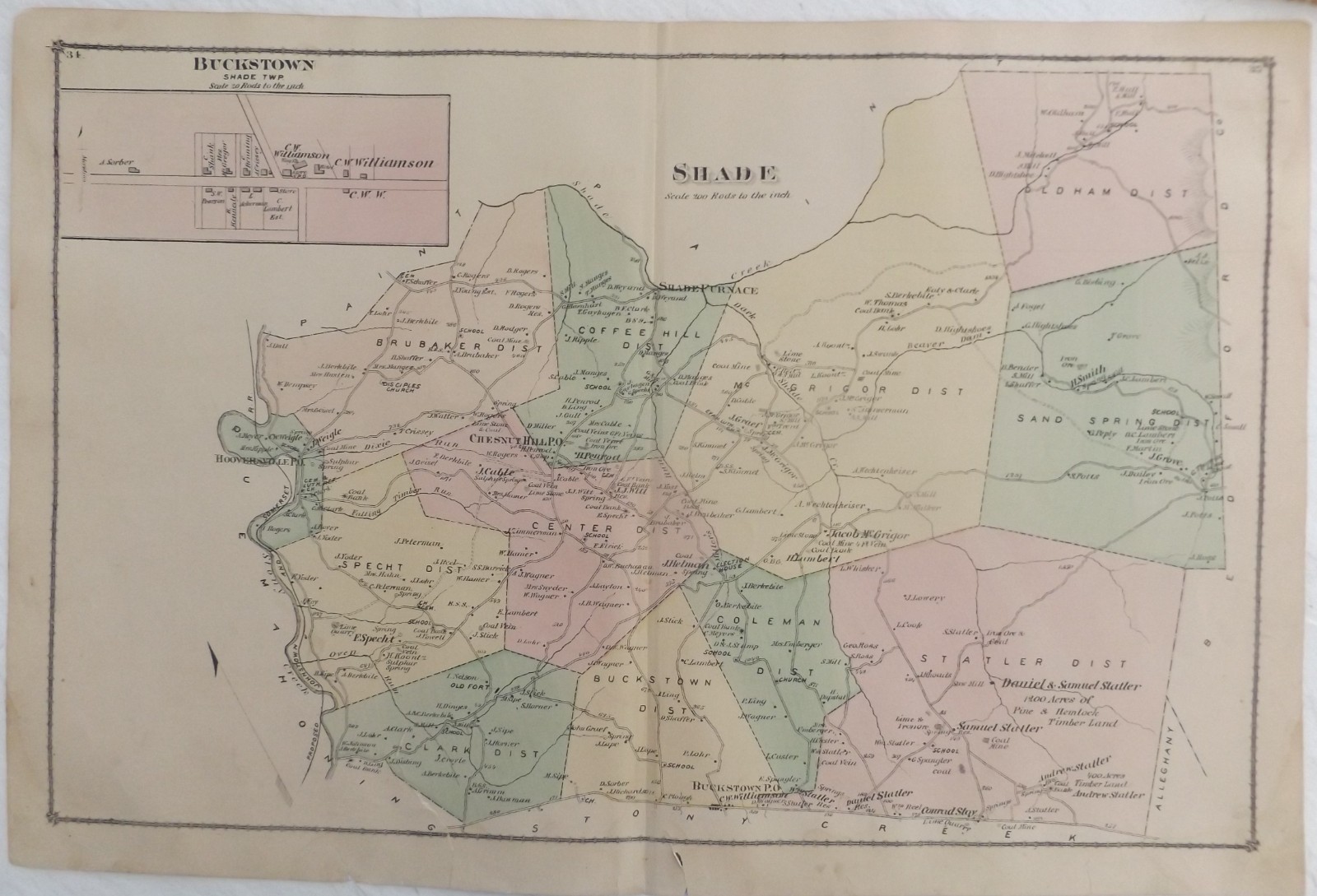 1876 Pennsylvania Somerset Co Shade Busckstown Atlas Print