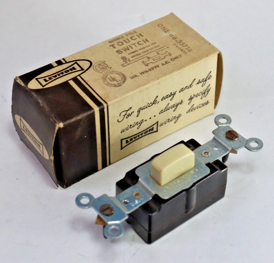 Vintage Leviton Push on Push Off 5571-X Switch Single Pole SPST 15A 120/277V AC