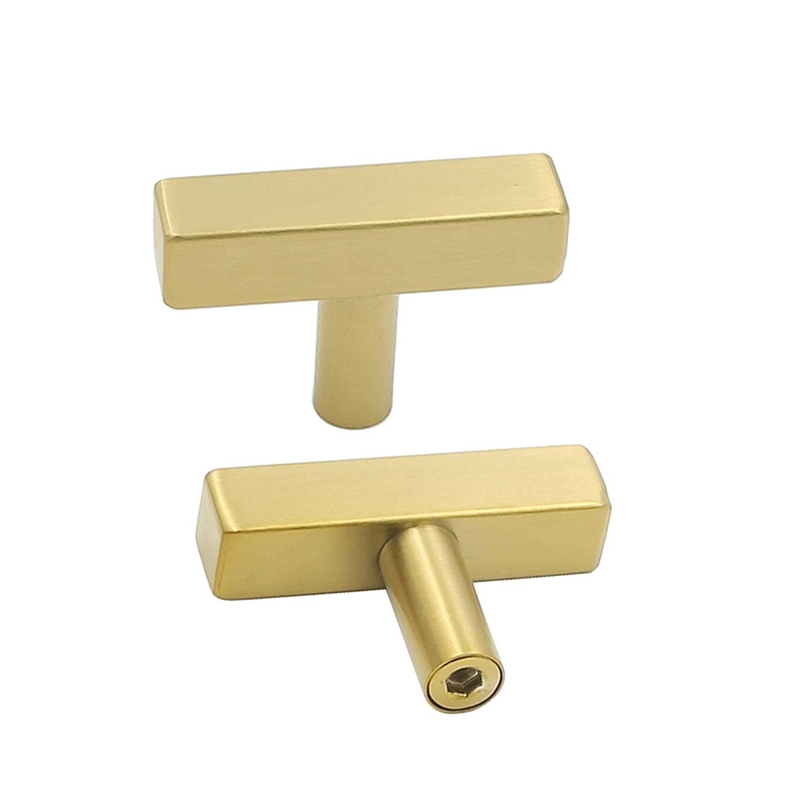 10 Pack Gold Cabinet Knobs Brushed Gold Drawer Knobs T Brass Cabinet Pulls fo…